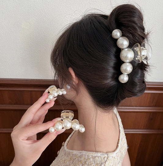 Simple Temperament Pearl Hair Clip for Woman Korean Style Shark Clip Fashion Girl's Ponytail Clip
