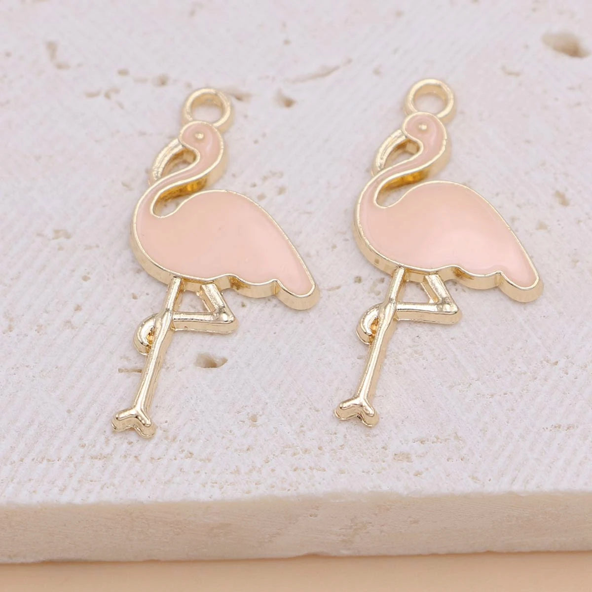 10Pcs Gold Plated Enamel Flamingo Charms Pendant for Jewelry Making Earrings Bracelet Necklace Accessories DIY Findings