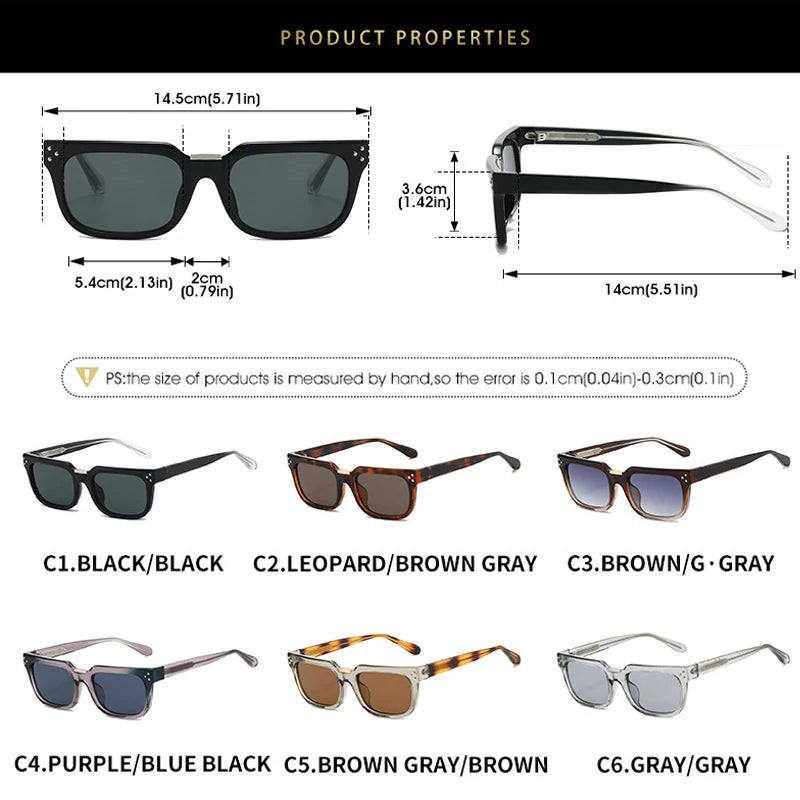 JNPCXI New Luxury Vintage Square Men Sunglasses Rivets Driving Polarized Shades Fashion Gradient Eyewear Trendy Sun Glasses