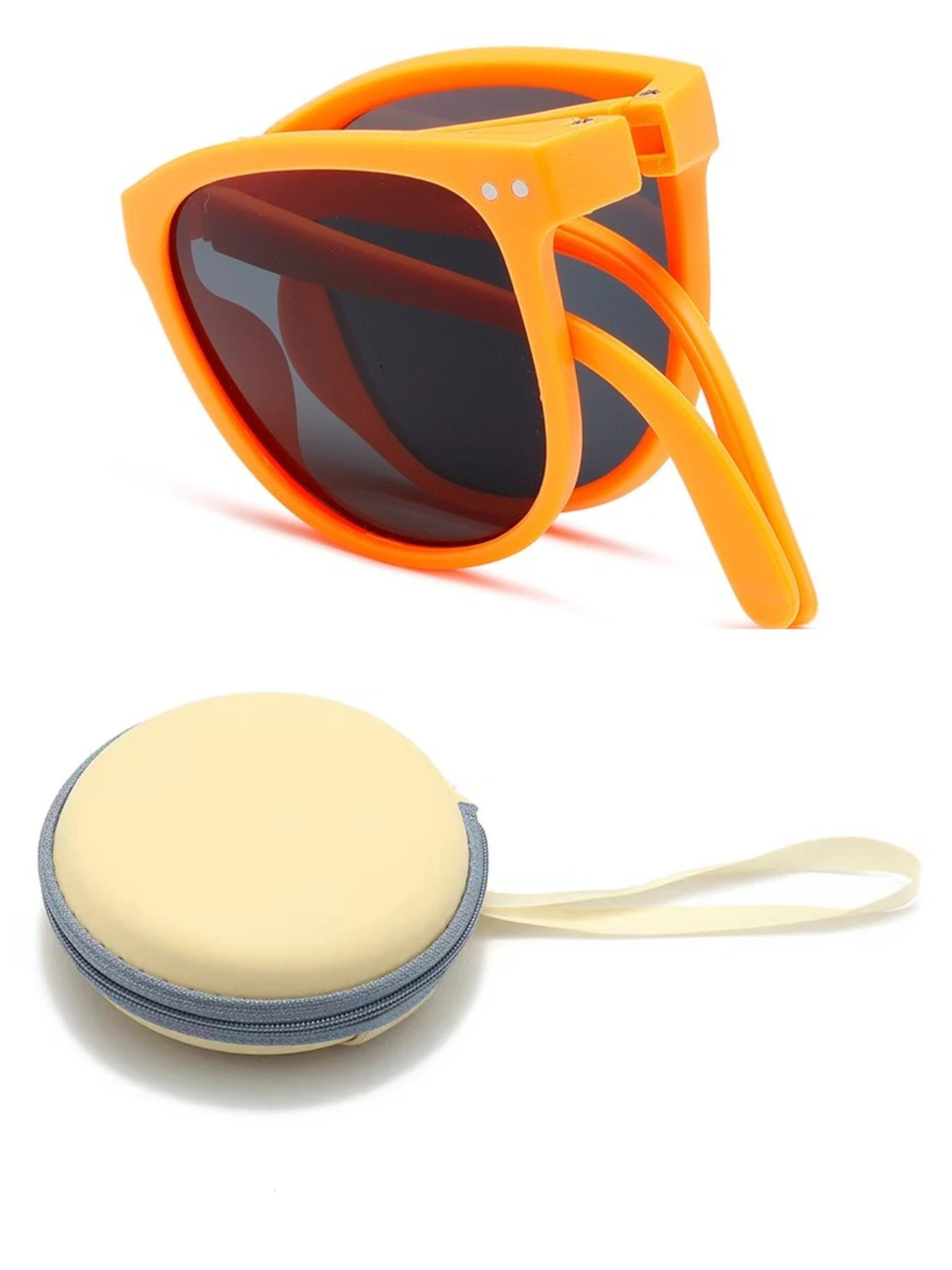 Korean Children Round Foldable Sunglasses  Fashion Sun Glasses Cute Boys Girls Colorful Shades with Case