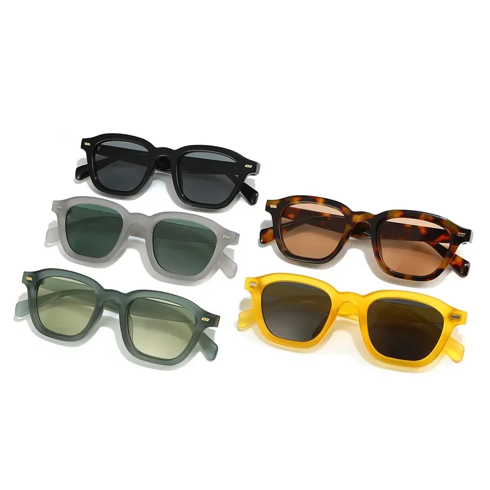 JNPCXI Retro Square Women Sunglasses Fashion Leopard Shades UV400 Men Rivets Decoration Punk Sun Glasses