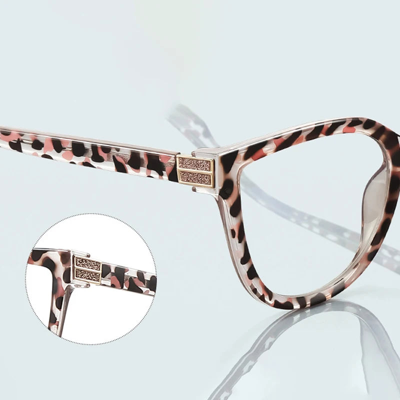 JNPCXI New Cat Eye Flower Anti-Blue Light Reading Glasses Women Customizable Prescription Myopia Lenses