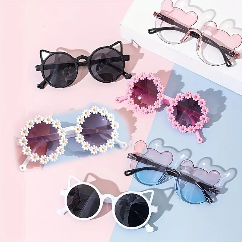 6/4 Cute Box and Bear Ear Cat Eye Shaped Fashionable Activity Glasses, Suitable for Pool Parties, Birthday Gifts