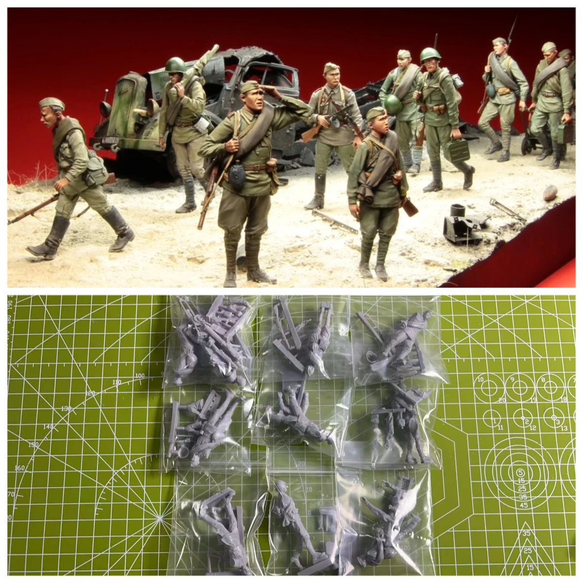 1/35 Die-casting Resin Model Assembly Kit, Soviet Soldiers 10 People, Unpainted