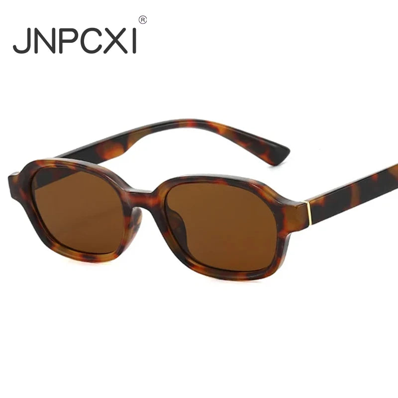JNPCXI New Square Candy Color Sunglasses Women Fashion Leopard Tea Shades UV400