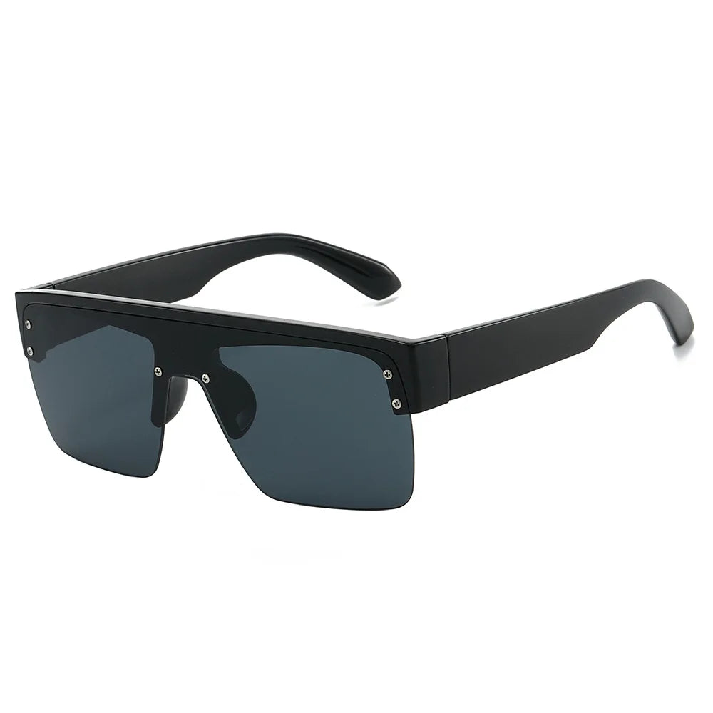 JNPCXI Fashion Square Semi-Rimless Sunglasses Women Vintage Gradient Mirror Shades UV400 Men Trending Sun Glasses