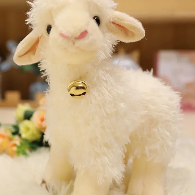 Hot Sale Lovely Gentle Golden Bell Baby Lamb Plush Toys Lifelike Fluffy Standing Lamb Doll Pretty Appease Doll For Children