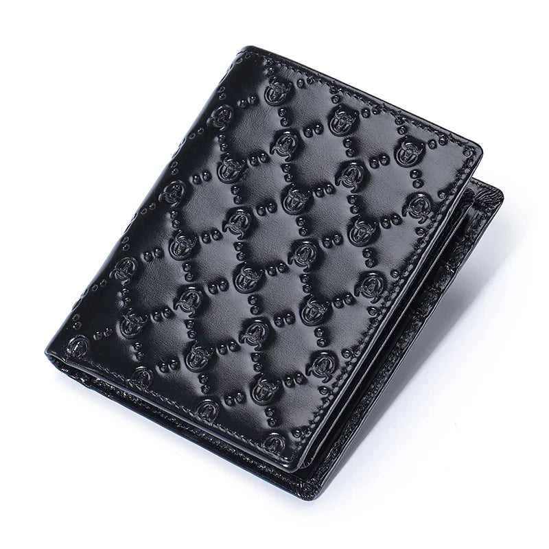 BULLCAPTAIN New Leather Men's Wallet Fashion Creative Pattern Wallet Small Mini Card Holder RFID Wallet Men 0204H