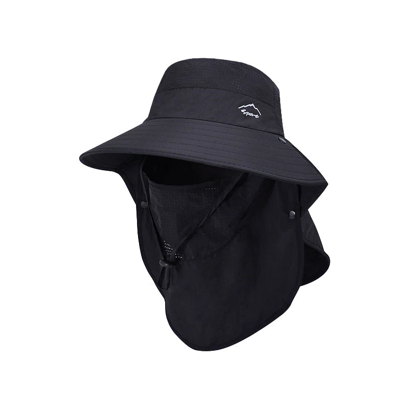 Xinbaoguan 100% polyester 9254 spring/summer outdoor fisherman hat face mask, sun protection hat, large brim shawl sun hat