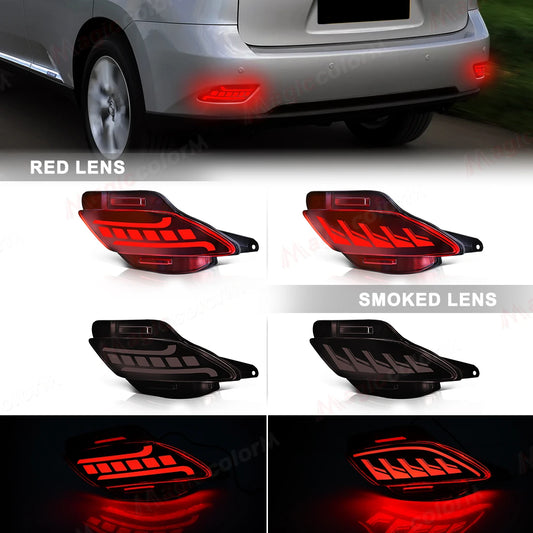 For Lexus RX350 RX270 RX450h 2009 2010 2011 2012 2013 2014 2015 Rear Bumper Reflector Lights with Dynamic Turn Signal Brake 12V