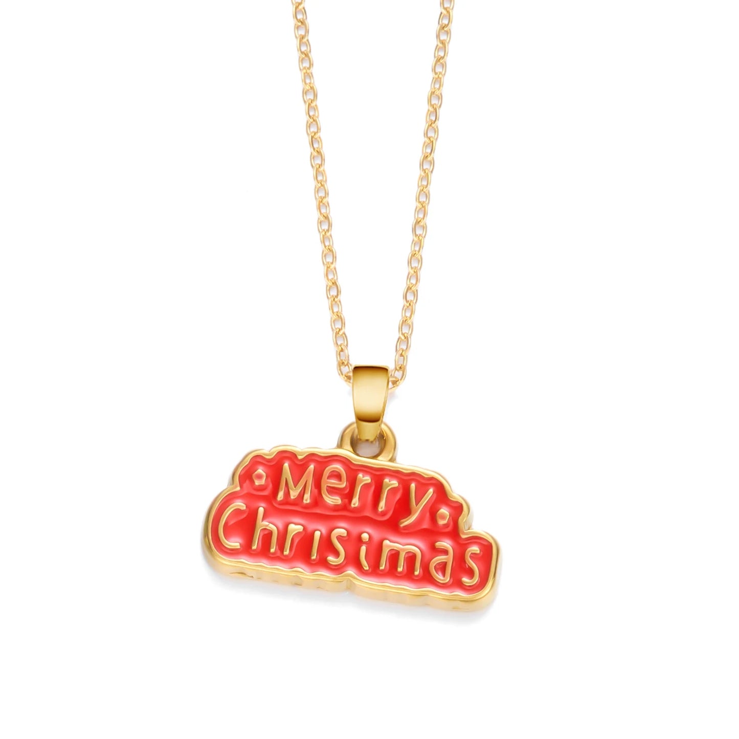 Stainless Steel Colorful Drip Oil Christmas Tree Snowman Pendant Necklace For Women Y2k Fashion Neck Chain Jewelry New Year Gift