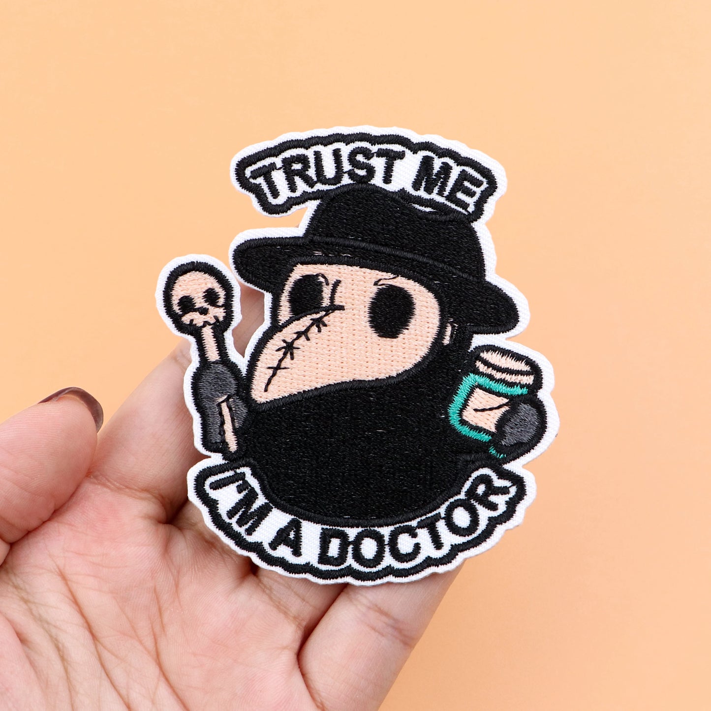 TRUST ME I'M DOCTOR Embroidery Patch Crow Iron On Patches For Clothing Thermoadhesive Patches On Clothes DIY Sew Badges