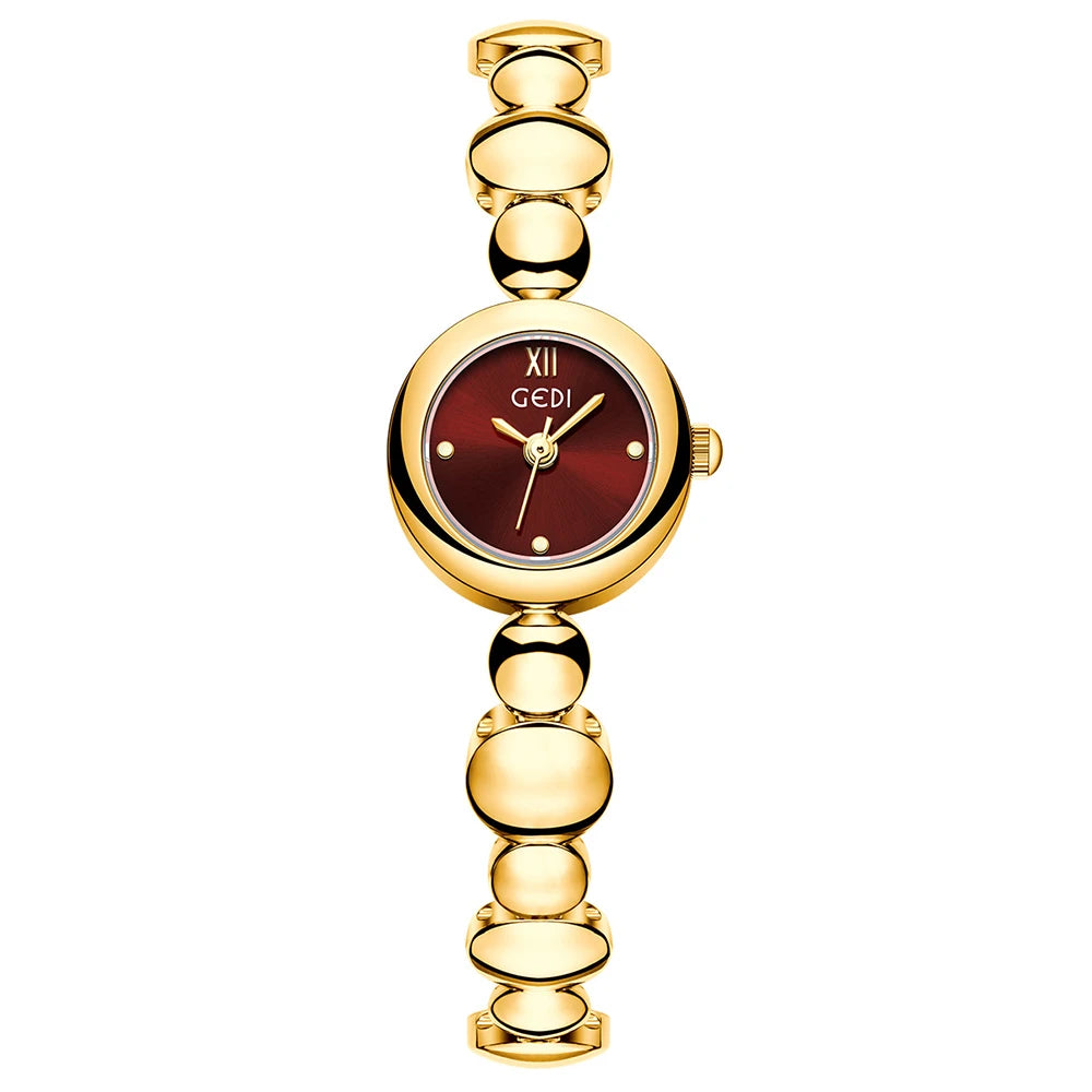 GEDI Gold Watch for Women Fashion Luxury Quartz Vintage Woman Watches Elegant Casual Waterproof Dress Watch Gifts