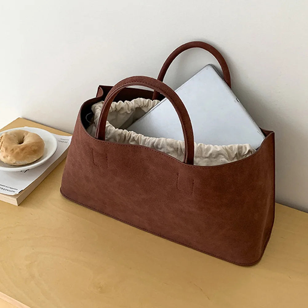 Women's Tote Bag Large Capacity Handbag with Multi-Pocket Suede Top Handle Bag