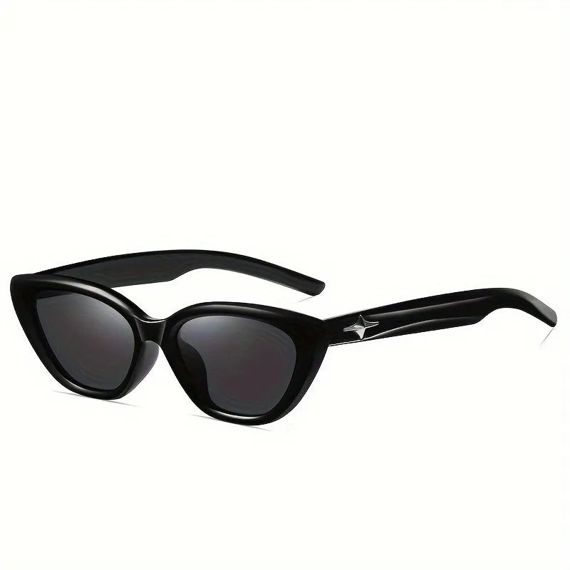 1pc Y2K Cat Eye Fashion Glasses, Anti-Reflective Plastic Frame, Star Punk Design,