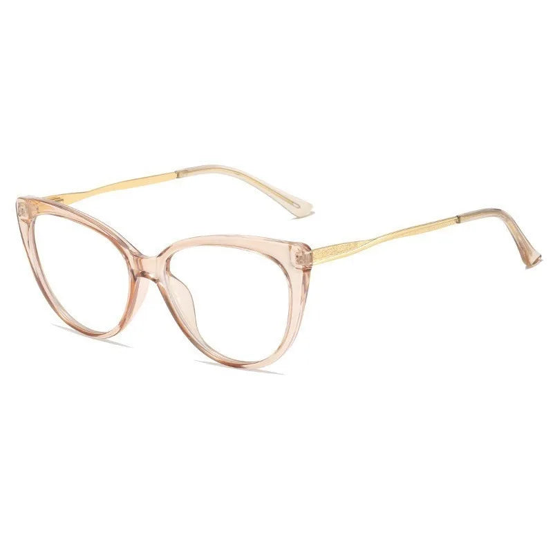 Metal Blue Light Blocking Lens Cat Eye Eyeglasses for Women Men Outdoor Fashion Eyewear