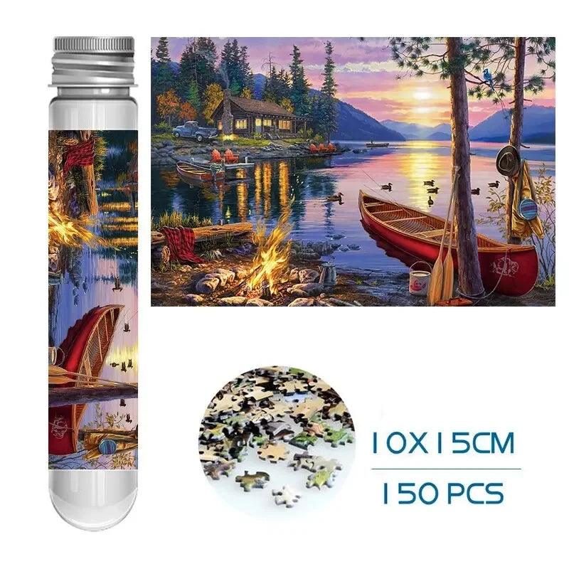 MaxRenard Jigsaw Puzzle Mini Pieces 150pcs Test Tube Family Game Portable Perfect for Home Decor and Relaxation Gift