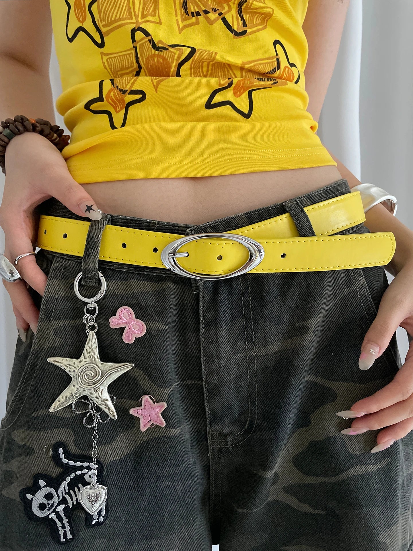 New Korean Style Oval Alloy Button Women's Belt Decoration Dress Suit Jeans Simple And Versatile Belt