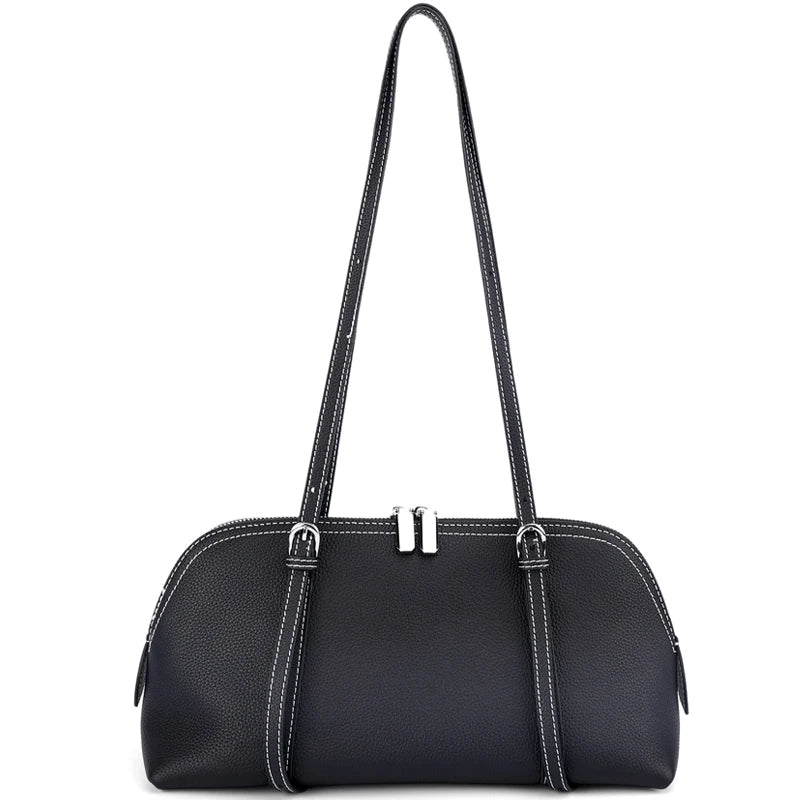 Fashion Women Cowhide Genuine Leather Solid Color Tote Bag Large Capacity Shoulder Bag Trendy Versatile All-match Commuting Bag