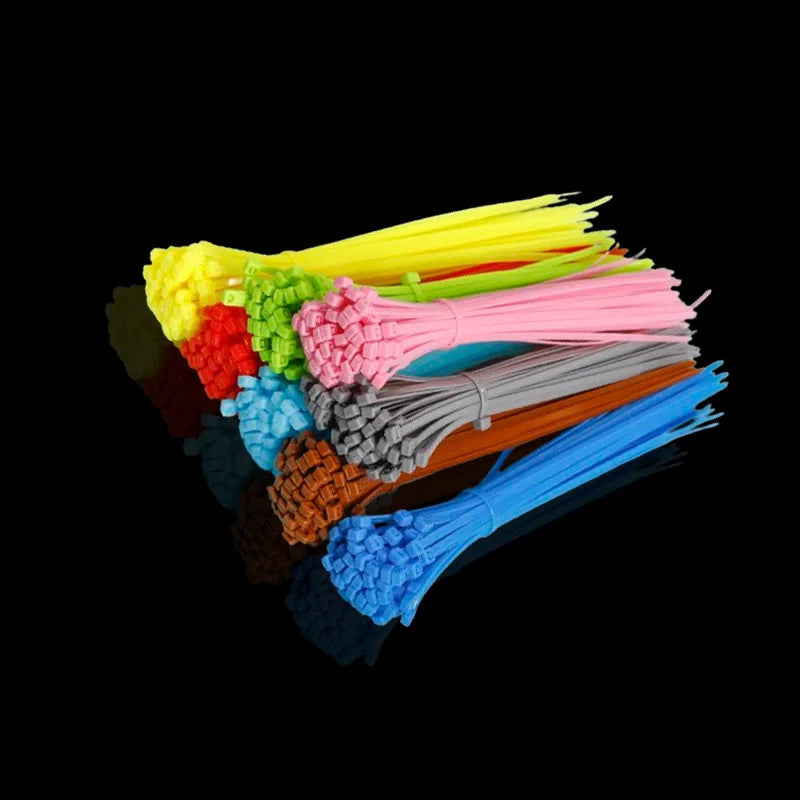 100PCS Colorful Self-Locking Nylon Cable Ties: Strong Multi-Color Zip Ties for Home Garden, Red Green Orange