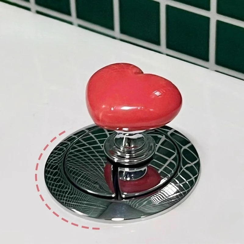 2pcs Handle Toilet Press Button, Heart Shaped Press Tank Push Switch, Toilet Lid Lifter, Practical Bathroom Accessory