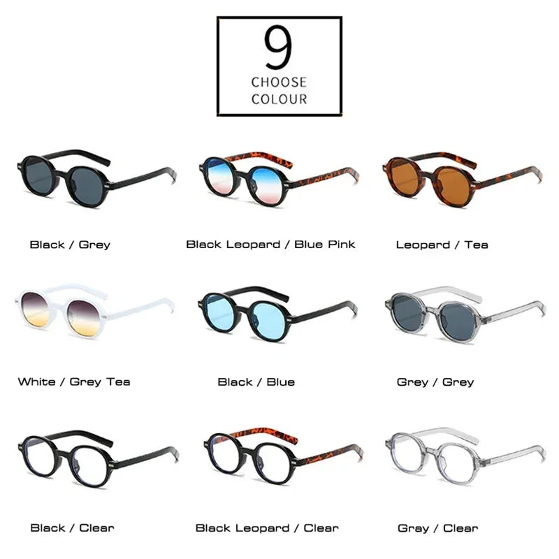 JNPCXI New Round Sunglasses Women Fashion Clear Ocean Blue Pink Gradient Lens Shades UV400 Men Retro Punk Rivets Sun Glasses