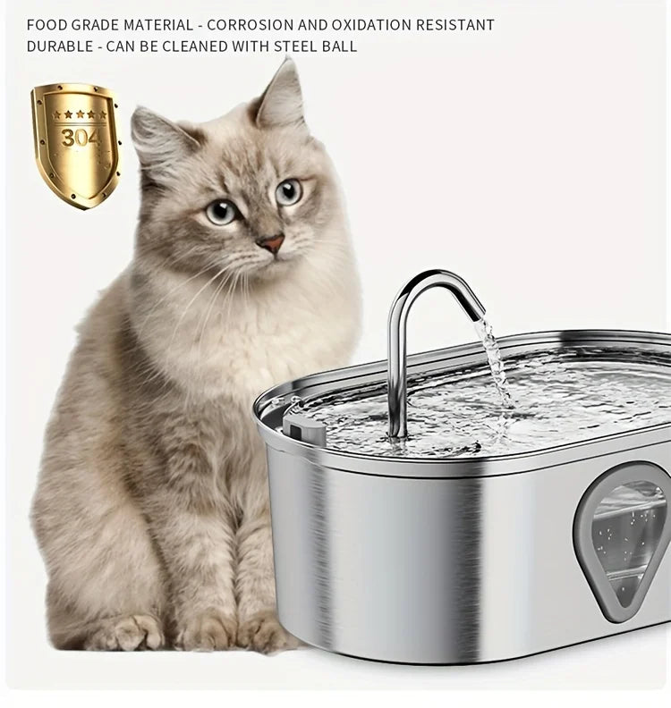 3.5L large pet water dispenser stainless steel cat water fountain w/LED Lighting
