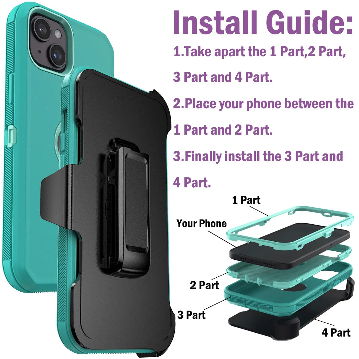 iPhone13/13 Pro/13Pro Max Shockproof Phone Case Heavy Duty Soft Protective Cover