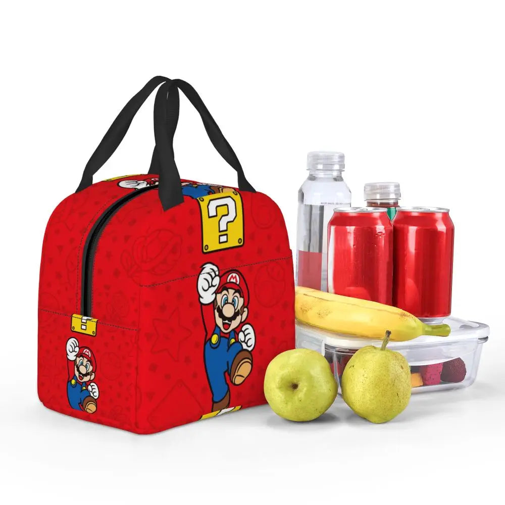 Custom Mario Super Bros Insulated Lunch Bag Reusable Thermal Cooler Lunch Box M8