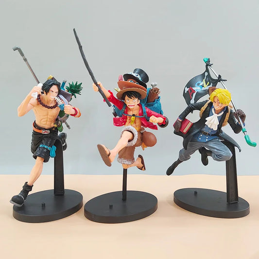 Bandai One Piece Figure Luffy 3 Brothers 3PCS/Set Of Sabo Ace Luffy Anime Model