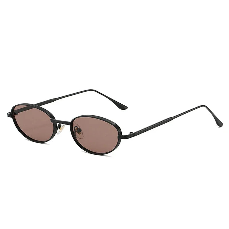 JNPCXI New Vintage Oval Metal Women Sunglasses Shades UV400 Fashion Gradient Blue Shades UV400 Men Punk Sun Glasses
