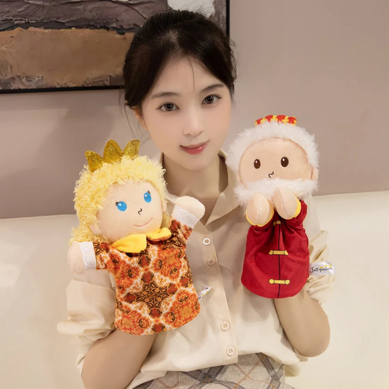 Cute Fairy Tale Kingdom Series Plush Hand Puppets Toys Cozy Cartoon Prince Princess Finger Puppets Funny Children Game Props