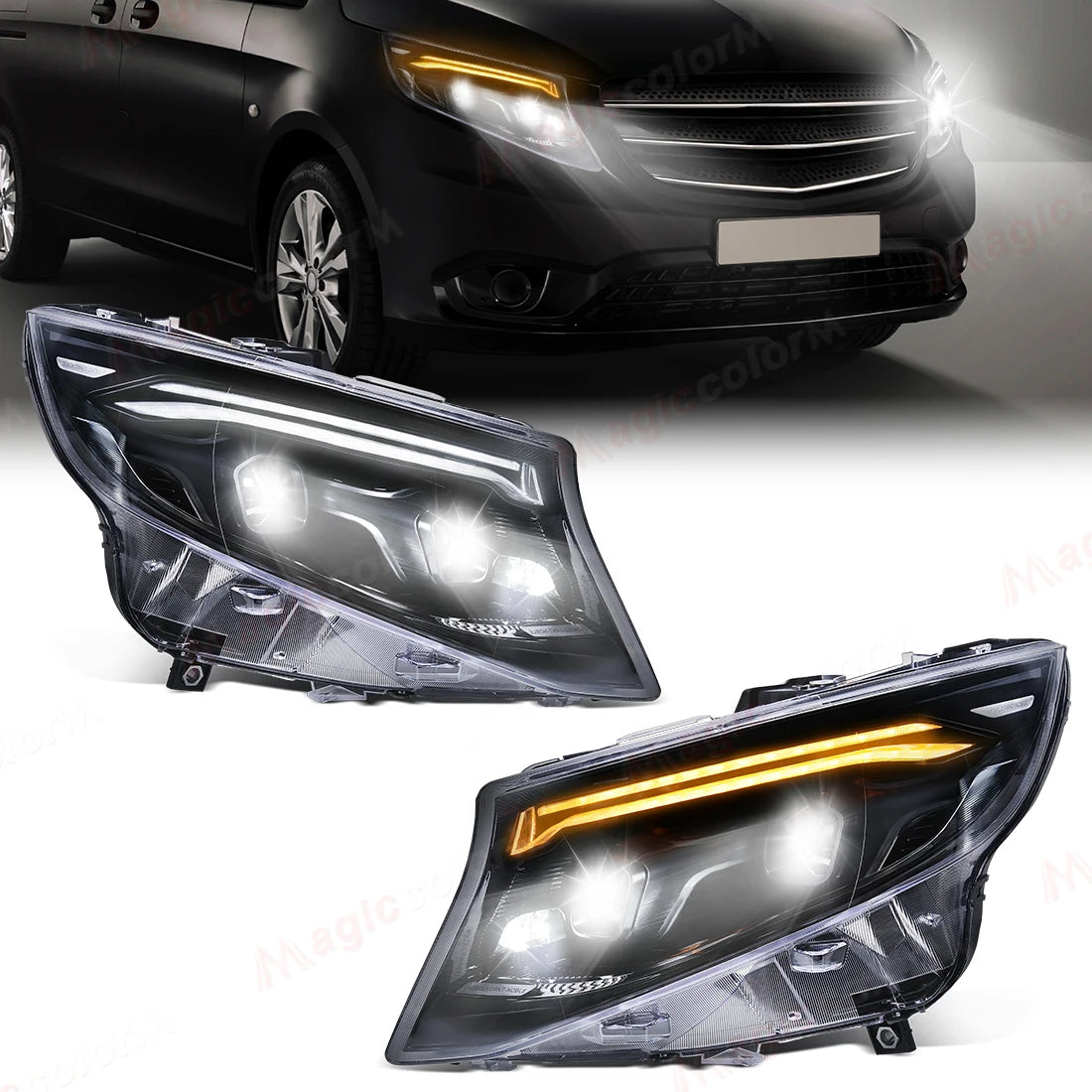 Head Lamp For Mercedes Benz Vito W447 2016 2017 2018 2019 2020 2021 2022 2023 2024 LED Headlights Driving Turn Signal Lamps DRL