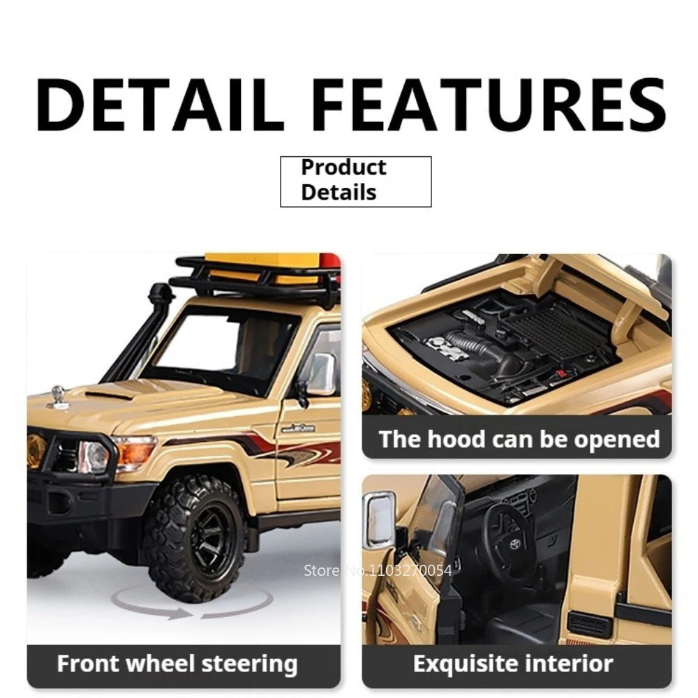 1:32 Land Cruiser LC79 Miniature Model Alloy Diecast Toys Car Front Wheel Steering Doors Opened Shock Absorption Vehcie Boy Gift