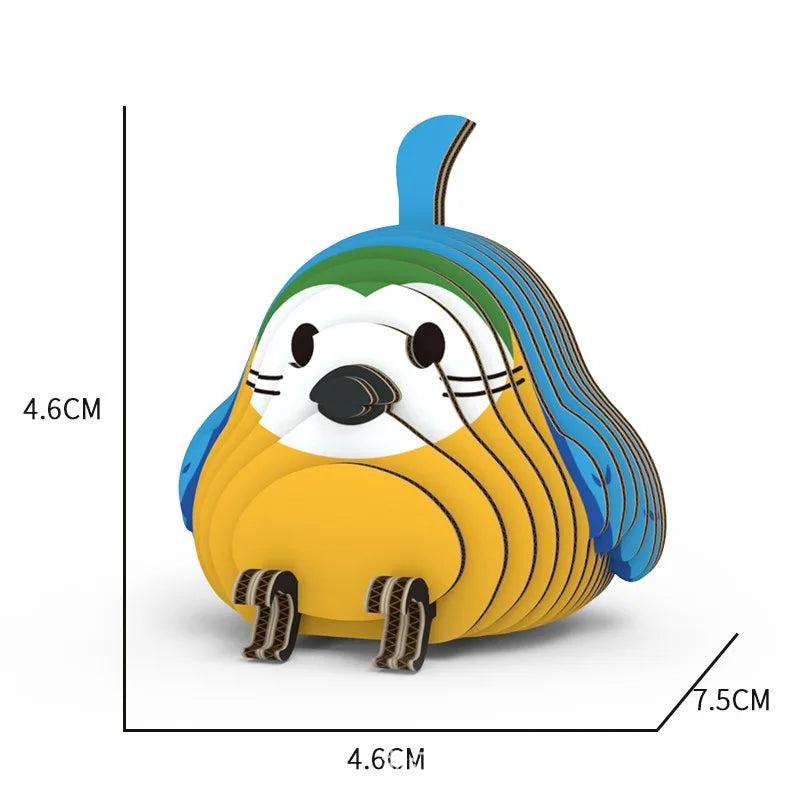 Animal 3D Paper Puzzle For Kids Educational Toys Parrot Theme Funny DIY Manual Assembly Three-dimensional Model Toy For Boy Girl