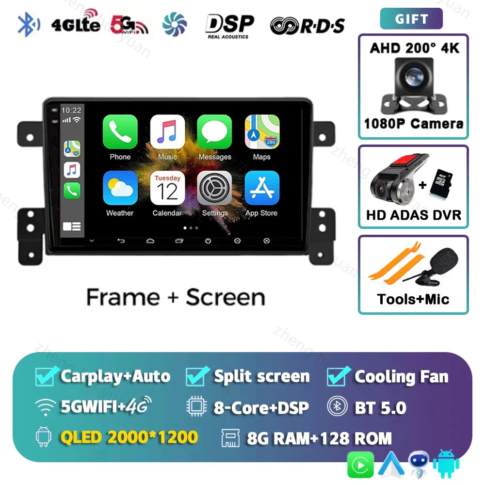 Android 15 CarPlay Auto For Suzuki Grand Vitara 3 2005-2014+ Car Radio Multimedia navigation video DVD Autoradio Stereo 2din 4G+