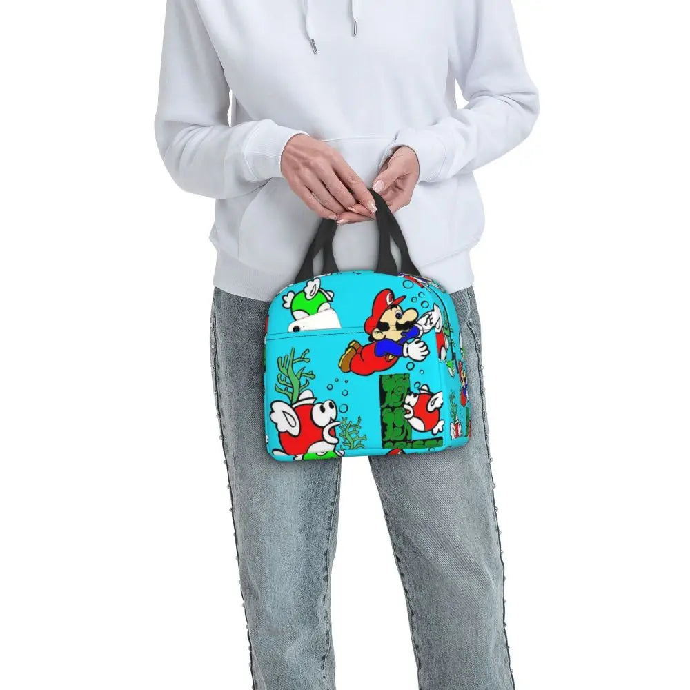 Custom MarioSuper Bros Insulated Lunch Bag Reusable Thermal Cooler Lunch Box M24