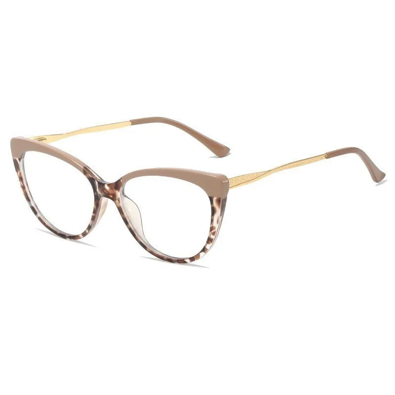 Metal Blue Light Blocking Lens Cat Eye Eyeglasses for Women Men Outdoor Fashion Eyewear
