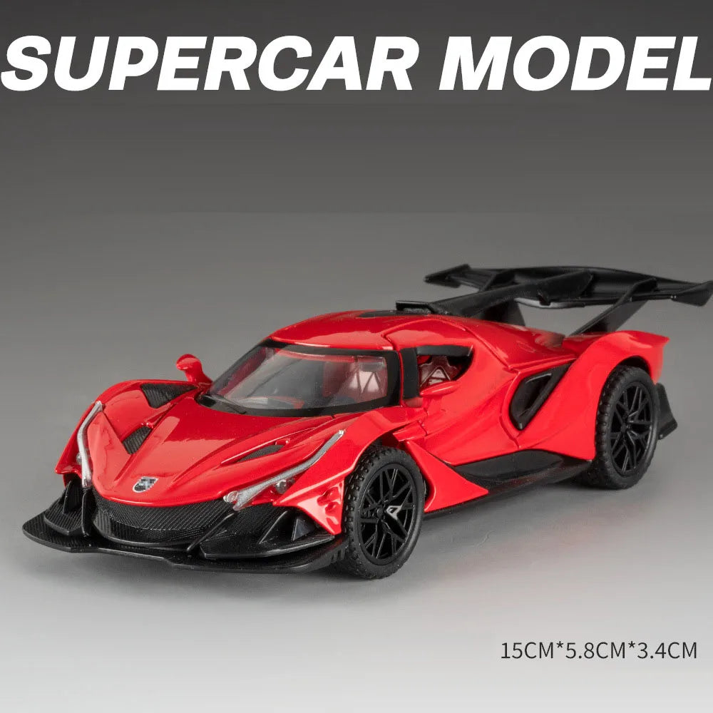 1:32 Apollo IE EVO Alloy Models Toy Diecast Car Doors Opened Rear Wheel Return Force Miniature Rubber Tires Cars Christmas Gifts