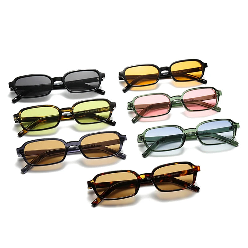 JNPCXI New Fashion Small Rectangle Sunglasses Women Shades UV400 Leopard Green Men Punk Sun Glasses