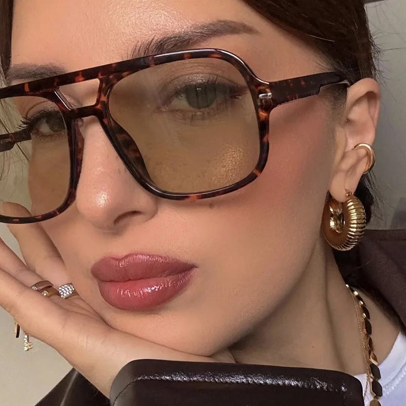 JNPCXI Retro Double Rivet Square Sunglasses Women Luxury Brand Designer Rectangle Fashion Sun Glass Vintage Eyewear Female