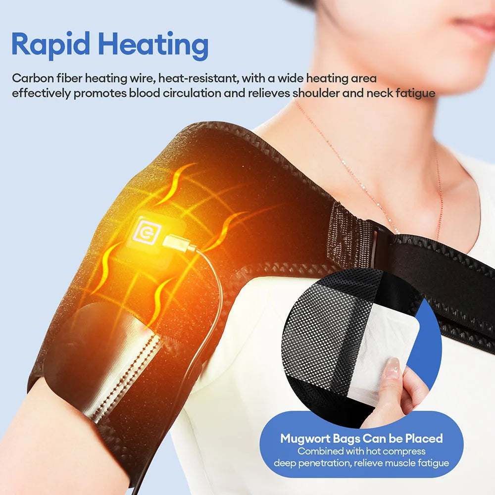 Smart Heated Massage Brace Shoulder 3 Gear Temperature Adjustment Heated Shoulder Pad Hot Compression Shoulder Heating Pad