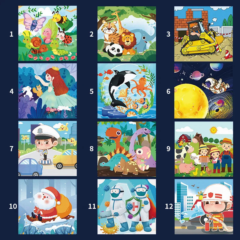 36 Pieces of Children's Paper Mini Cartoon Puzzles Educational Toys Kindergarten Prizes Birthday Gifts English Packaging