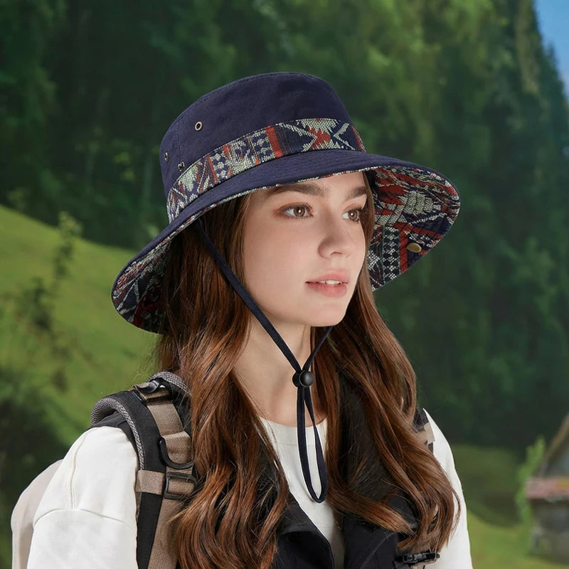9275-New spring and summer men's and women's wide-brimmed fisherman hats for outdoor activities, hiking and fishing, sun hats