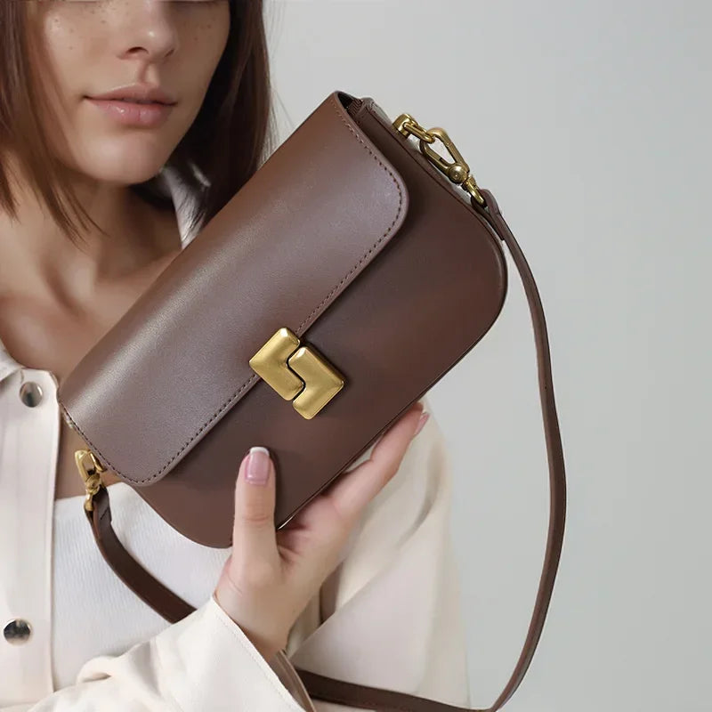 Women’s Split Leather Shoulder Bag Trend Brand Small Square Bags Luxury Designer Handbag Messenger bag for Female
