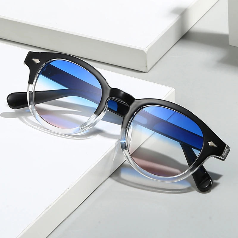 JNPCXI New Fashion Gradient Green Round Sunglasses for Women Men Vintage Square Sun Glasses UV400 Lunettes De Soleil