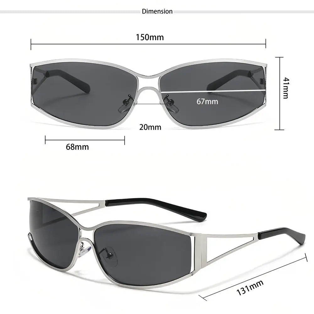 CATERSIDE Men's Punk Sunglasses Brand Design Fashion Technology Retro Sun Glasses Women's Travel Beach Y2K Glasses Gift UV400