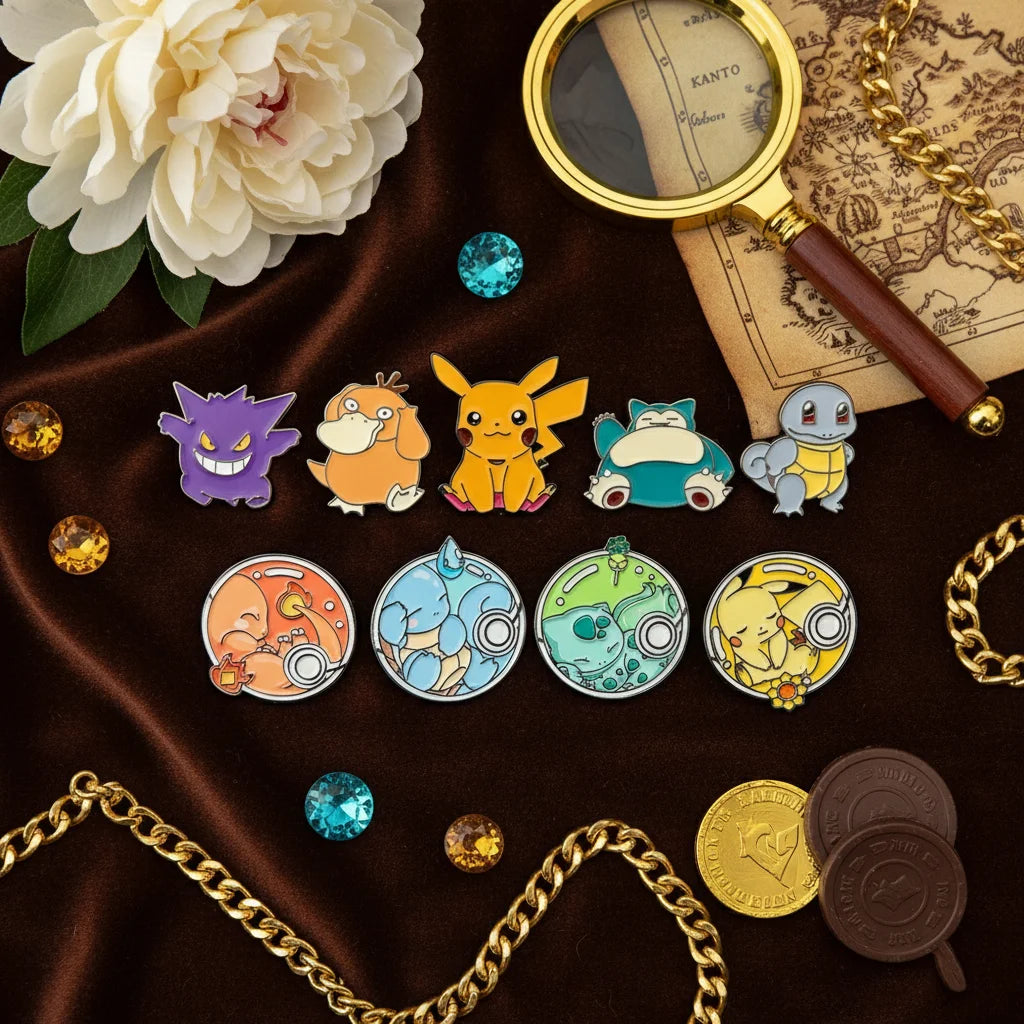 9 Pcs Pokemon Animal Enamel Pin Set Cute Sleep Bulbasaur Pikachu Fashion Embroidery for Backpack Clothing Jewelry Metal Jewelry