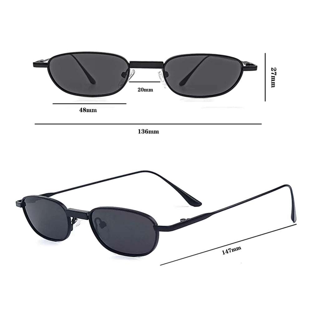 CATERSIDE Men's Hip Hop Sunglasses Premium Metal Small Frame Women's Travel Business Party Holiday Gift Decorative Glasses UV400