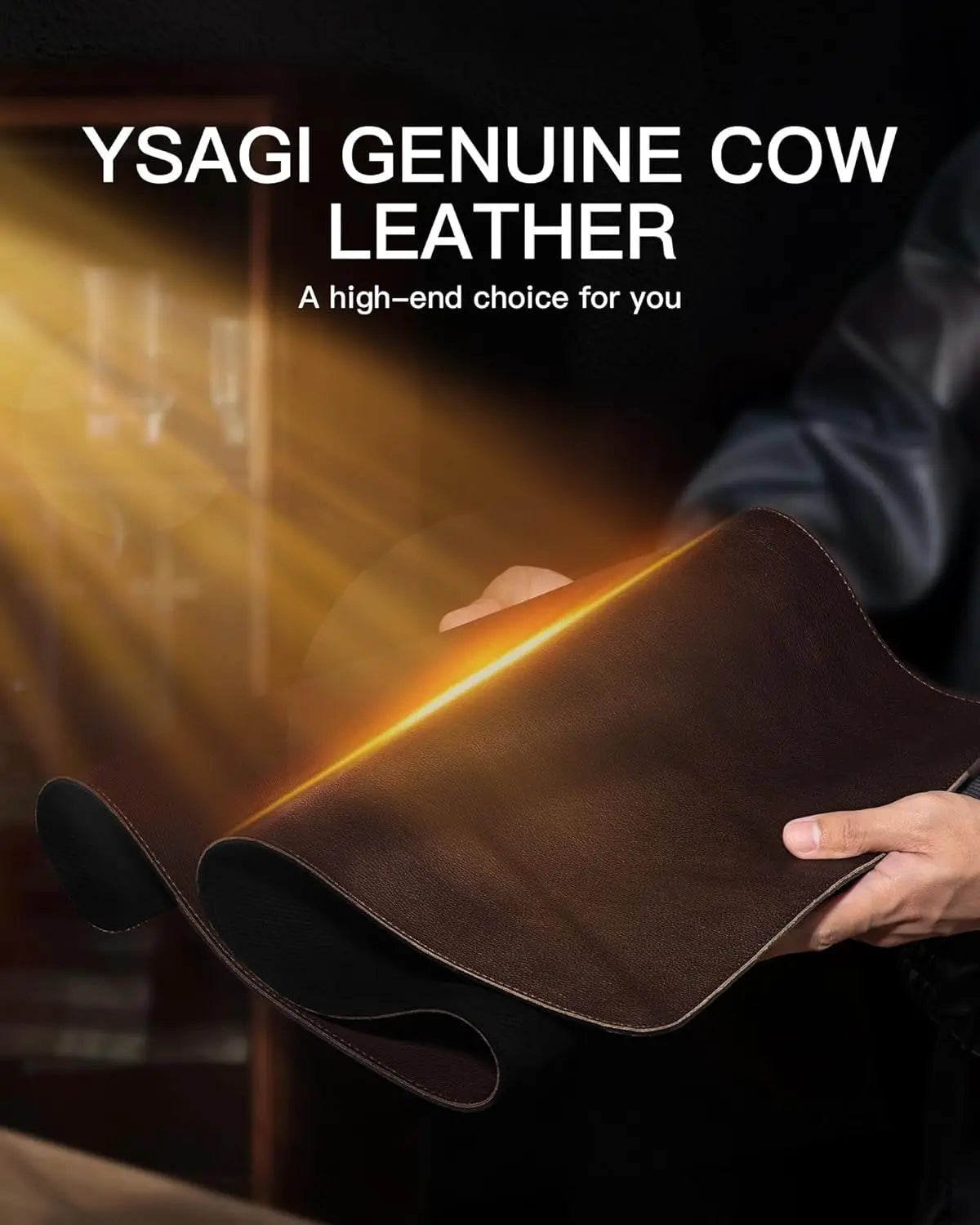 Genuine Calfskin Leather Desk Pad, Office Desk Mat with Non-Slip Bottom, Smooth Surface for Mouse & Keyboard, Desk Protector